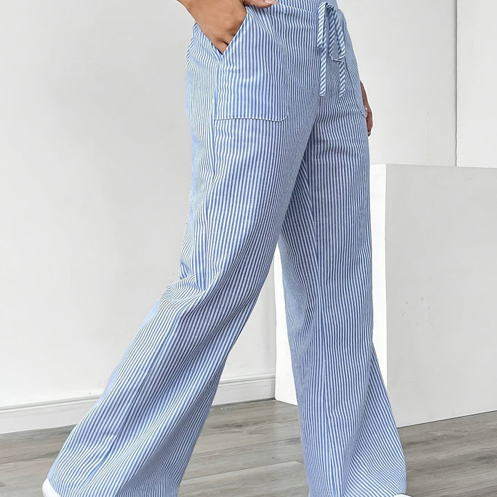 Sunnyi - Pantaloni Largi Cu Dungi Casual