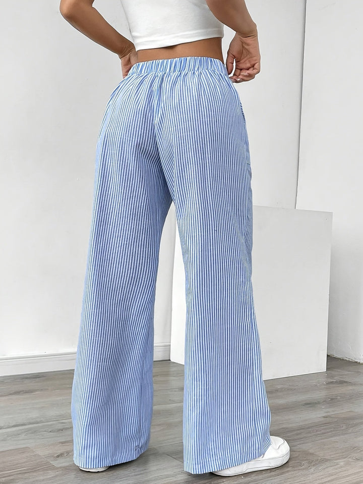 Sunnyi - Pantaloni Largi Cu Dungi Casual