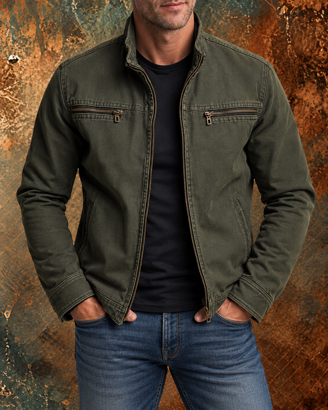 Leanar - Jachetă Elegantă Din Denim Cu Fermoar