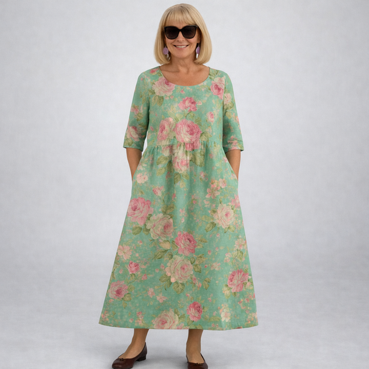 Zunia – Rochie Midi cu Imprimeu Floral și Buzunare