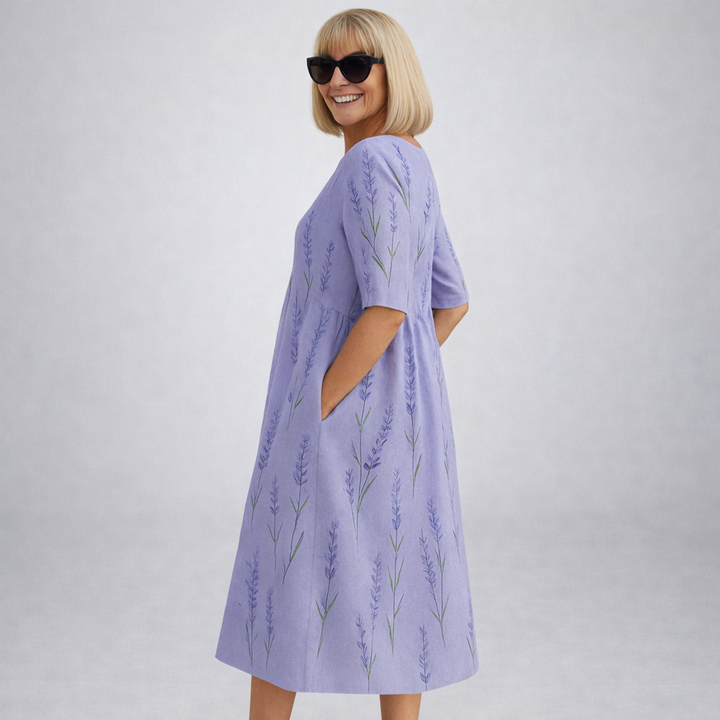 Zunia – Rochie Midi cu Imprimeu Floral și Buzunare