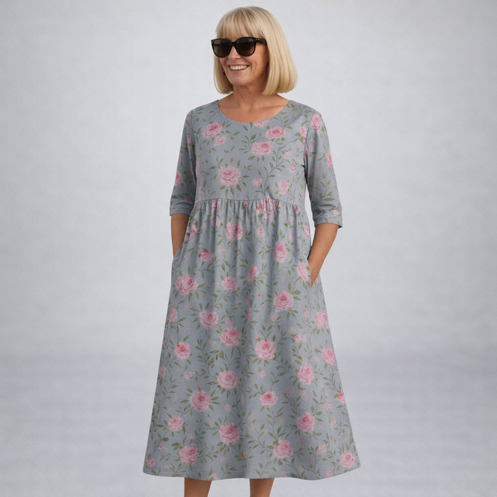 Zunia – Rochie Midi cu Imprimeu Floral și Buzunare