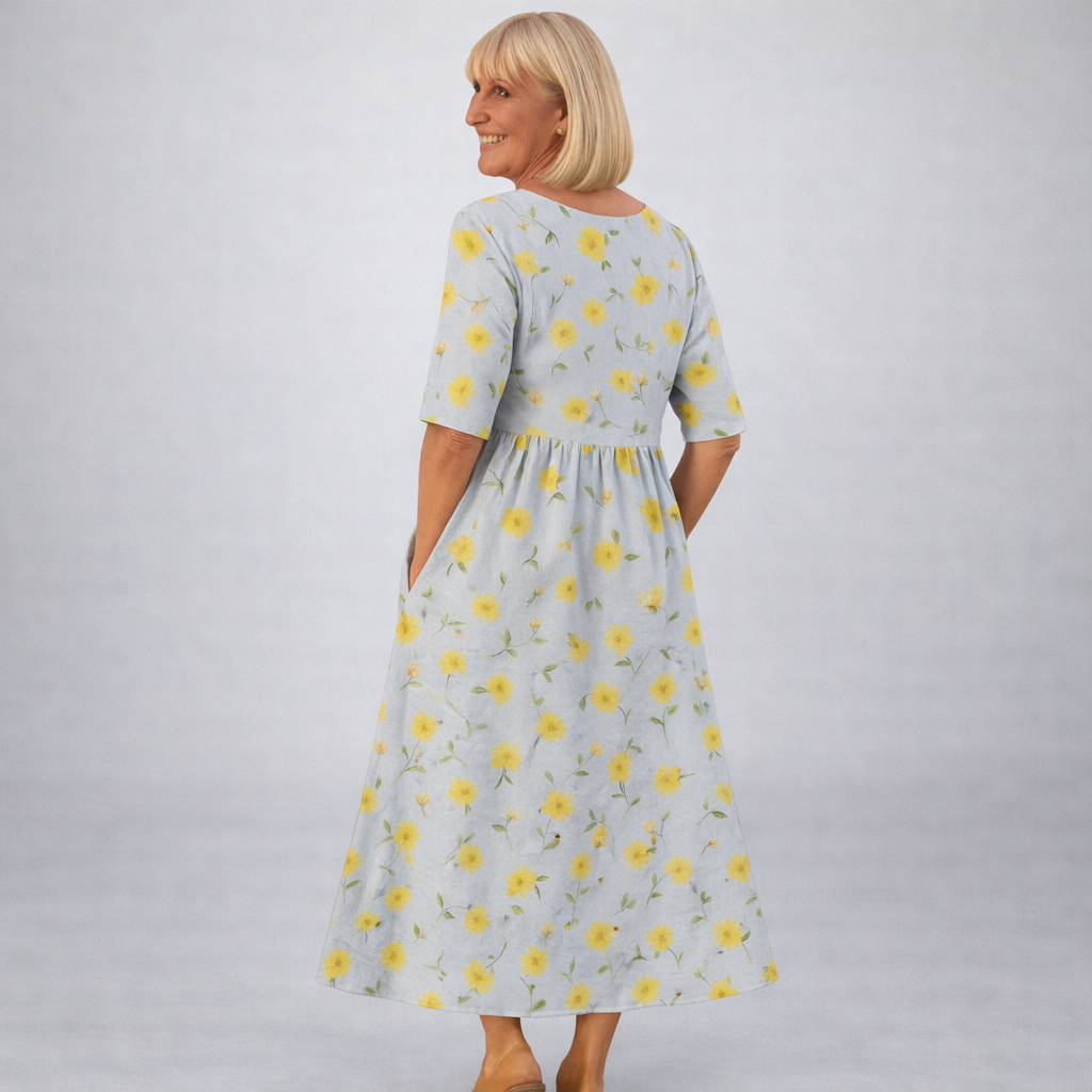 Zunia – Rochie Midi cu Imprimeu Floral și Buzunare