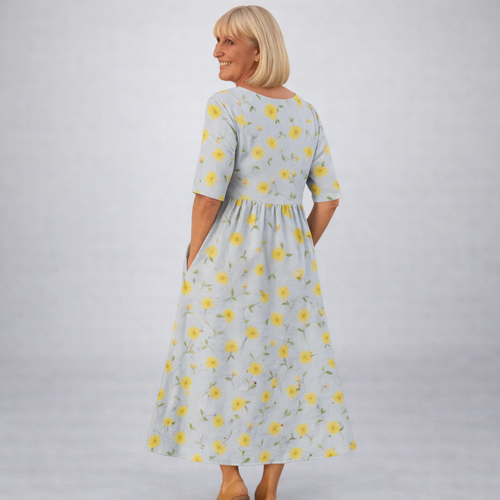 Zunia – Rochie Midi cu Imprimeu Floral și Buzunare
