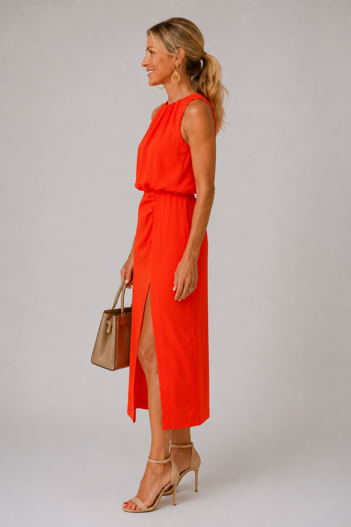 Antoinette – Rochie Middi cu Fante Laterale