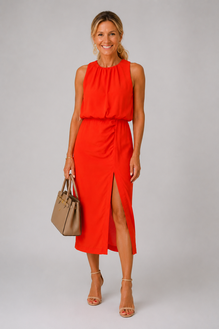 Antoinette – Rochie Middi cu Fante Laterale