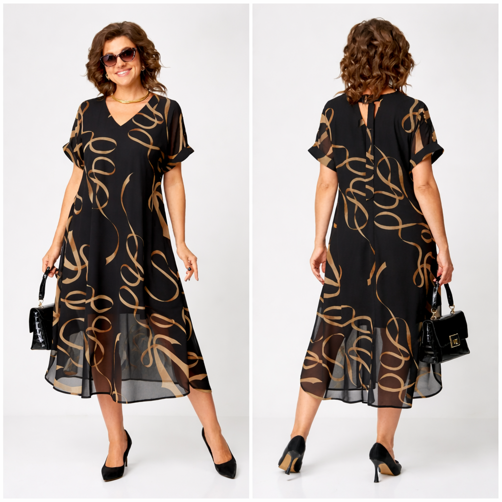 Pavla - Rochie Elegantă Cu Mâneci Scurte