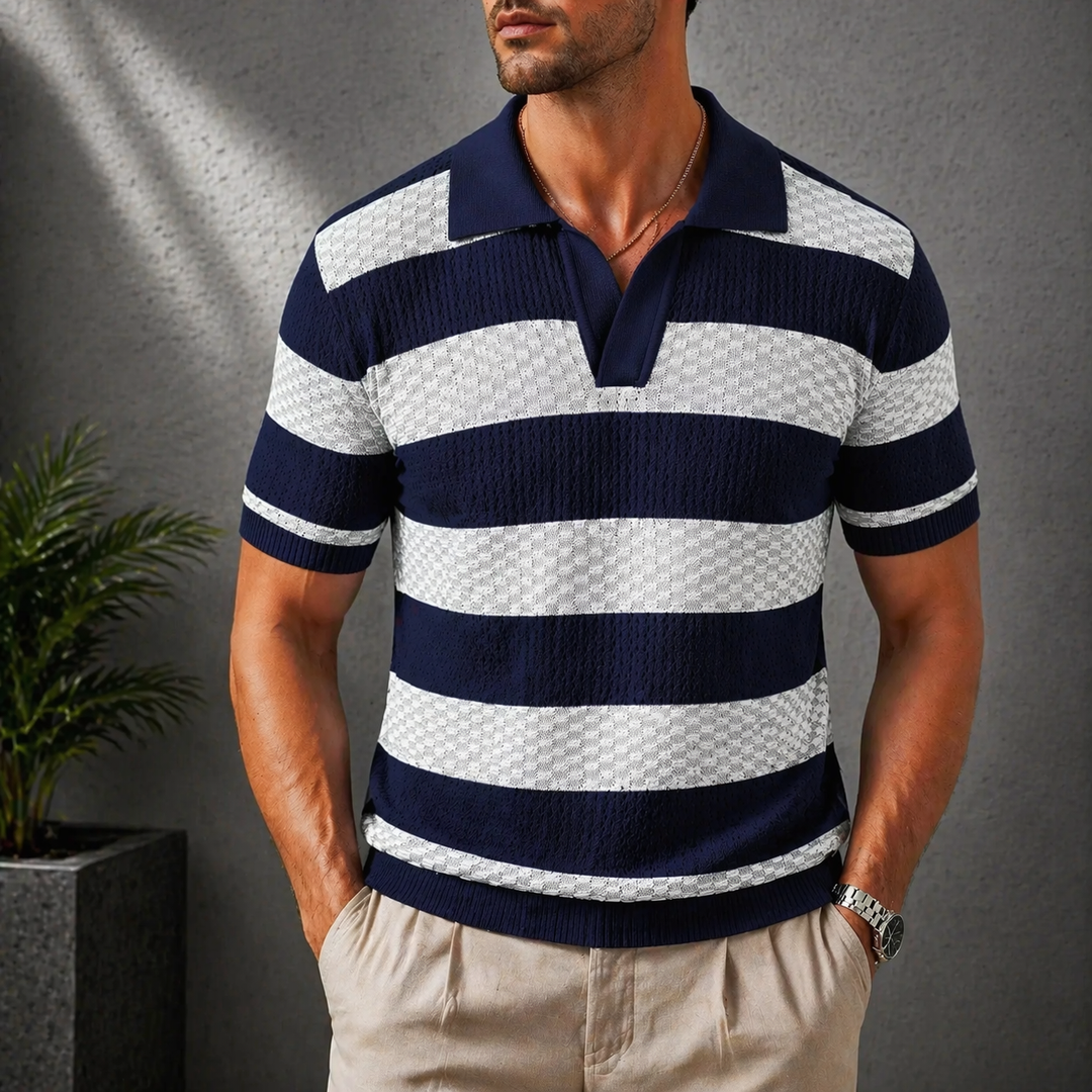 Leunard - Tricou polo din tricot cu dungi