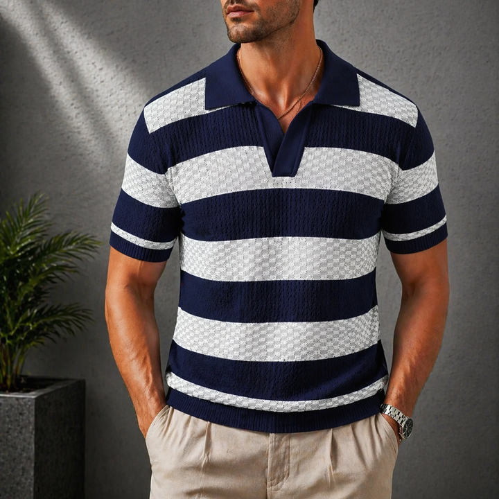 Leunard - Tricou polo din tricot cu dungi