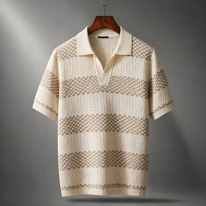 Leunard - Tricou polo din tricot cu dungi