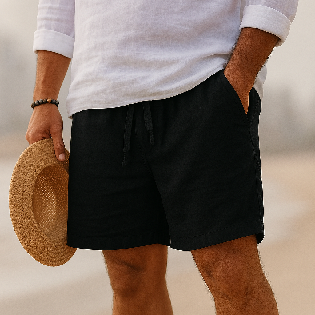 Kaleb - Pantaloni Scurți Eleganți Din In Cu Elastic