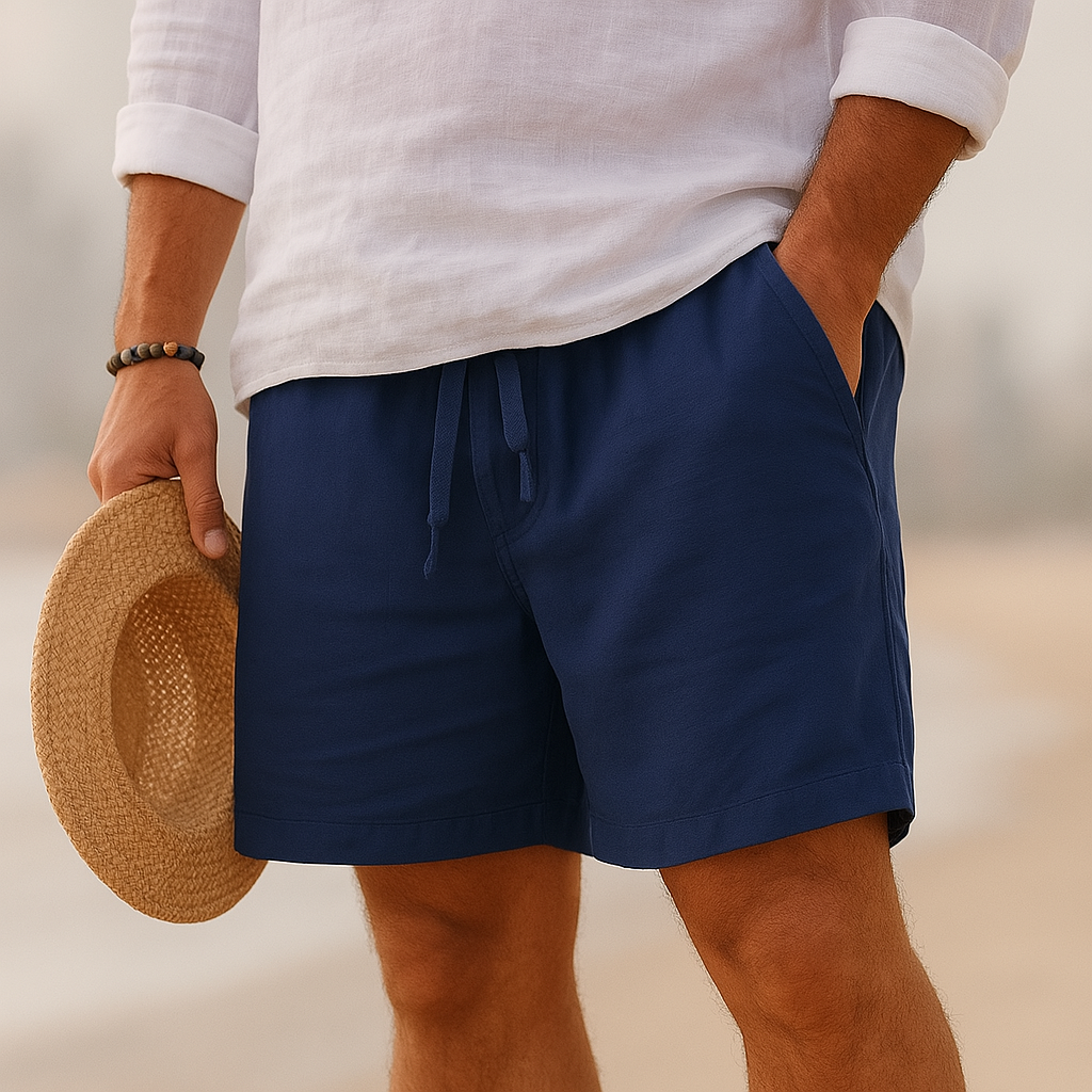 Kaleb - Pantaloni Scurți Eleganți Din In Cu Elastic