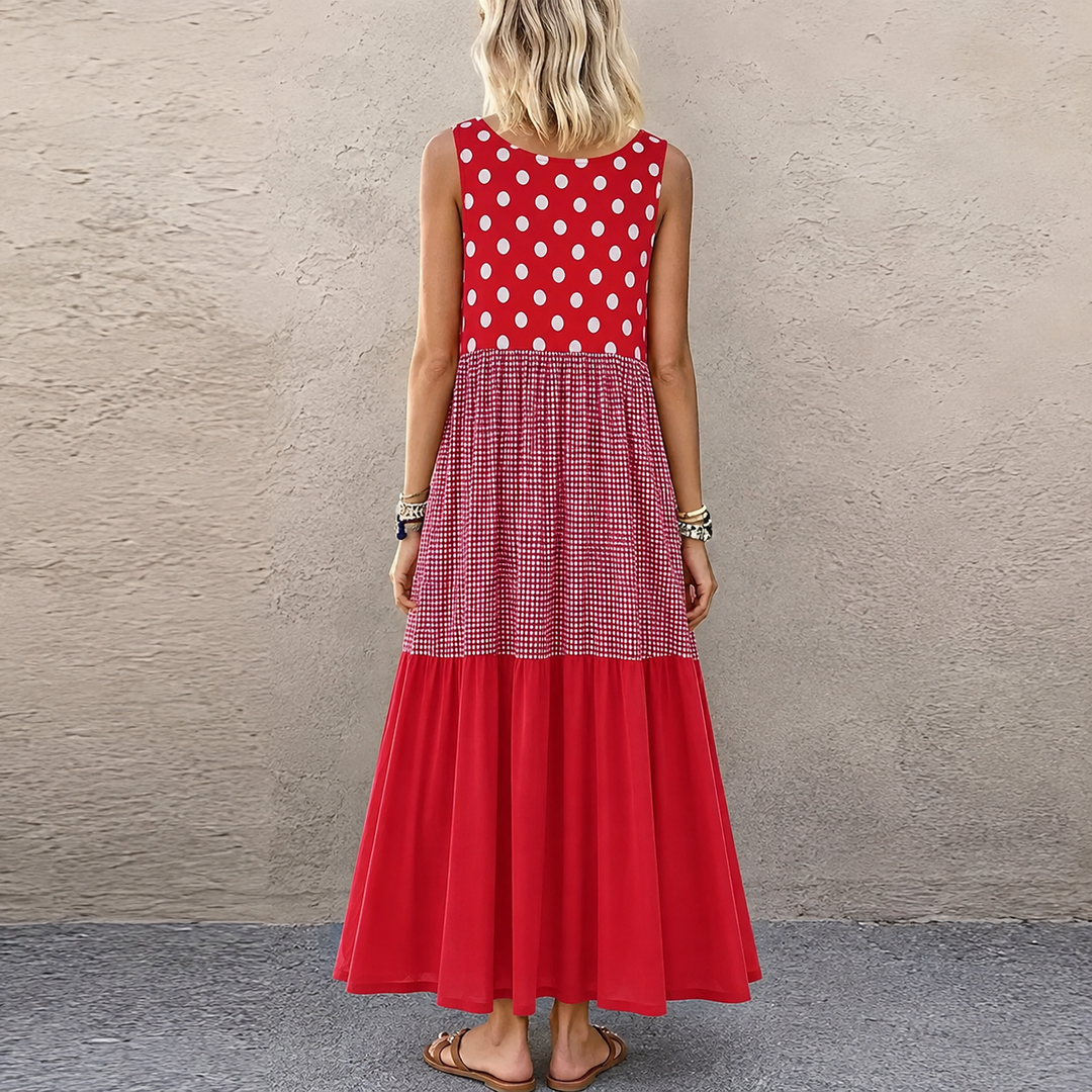Shezina – Rochie Fără Mâneci, În Stil Patchwork