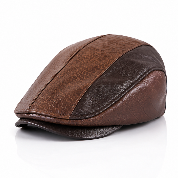 CrownCraft - Șapcă Plată Elegantă Din Piele