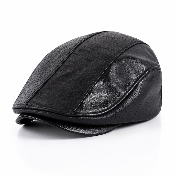 CrownCraft - Șapcă Plată Elegantă Din Piele