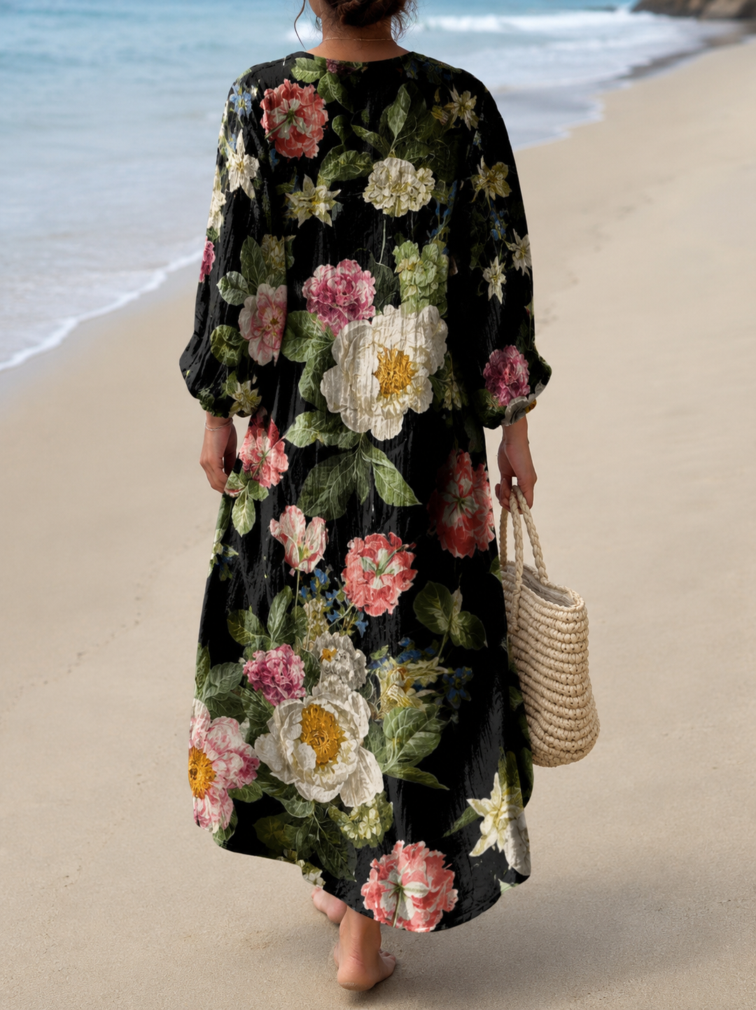 Zylina – Rochie Midi Cu Decolteu în V și Imprimeu Floral