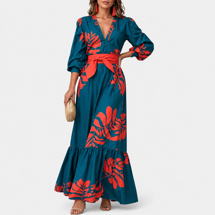 Hacire -  Rochie Maxi Cu Imprimeu Floral Tropical