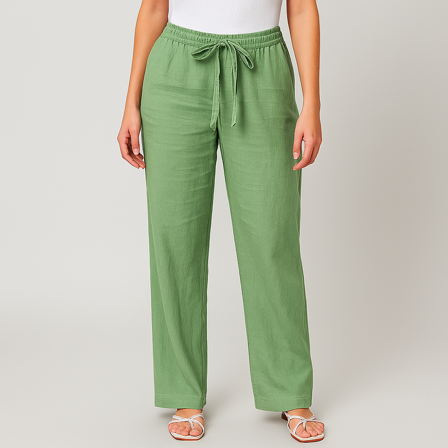 Gwyneth - Pantaloni Eleganți Din In Cu Talie Legată