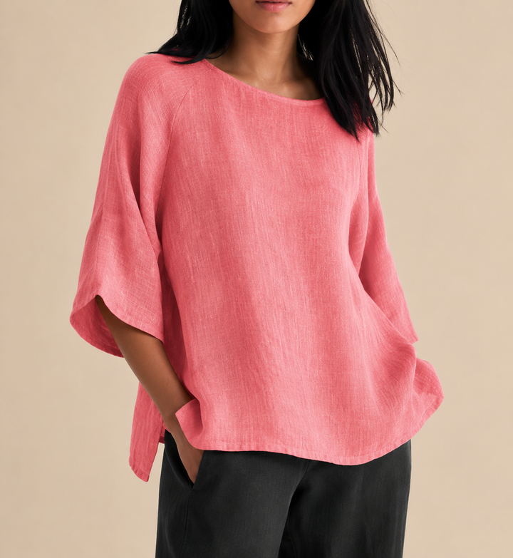 Steffi - Bluză Casual, Oversized, cu Guler Rotund