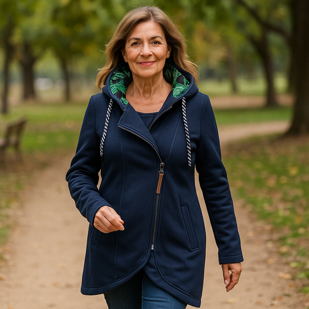 Kristanna - Palton De Iarnă Cu Fermoar Asimetric