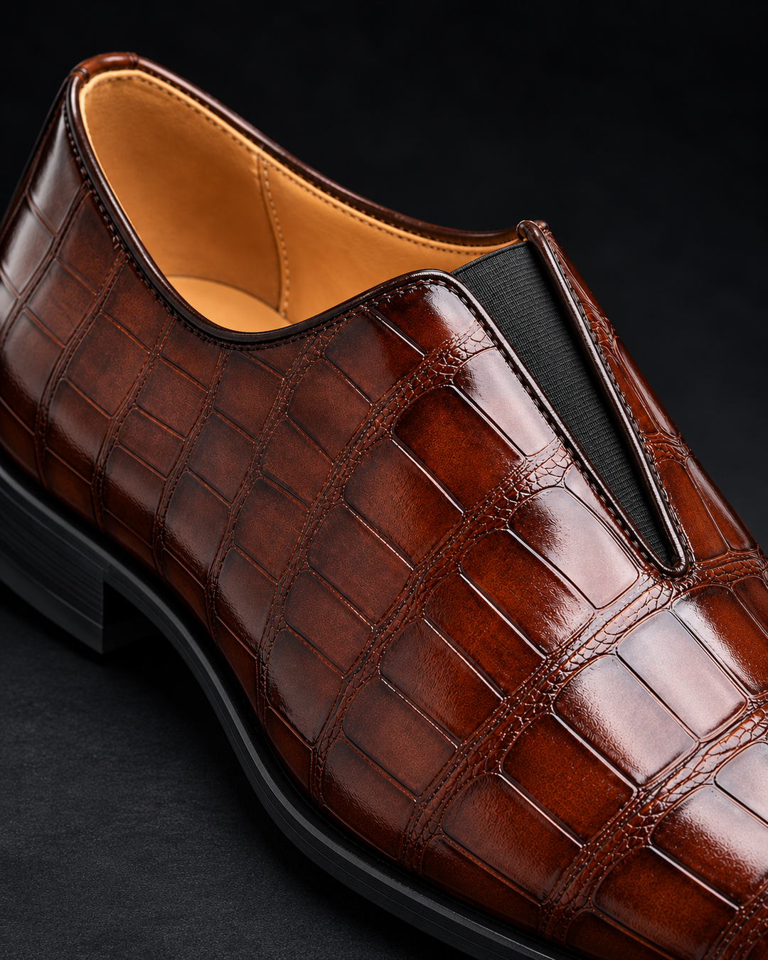 Amphon - Mocasini cu Textură de Crocodil și Model Fără șireturi