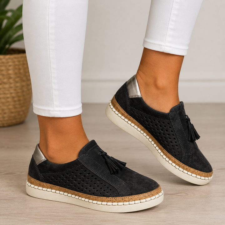 Sheyzina - Mocasini cu Platformă Fără șireturi cu Ciucuri și Design Perforat
