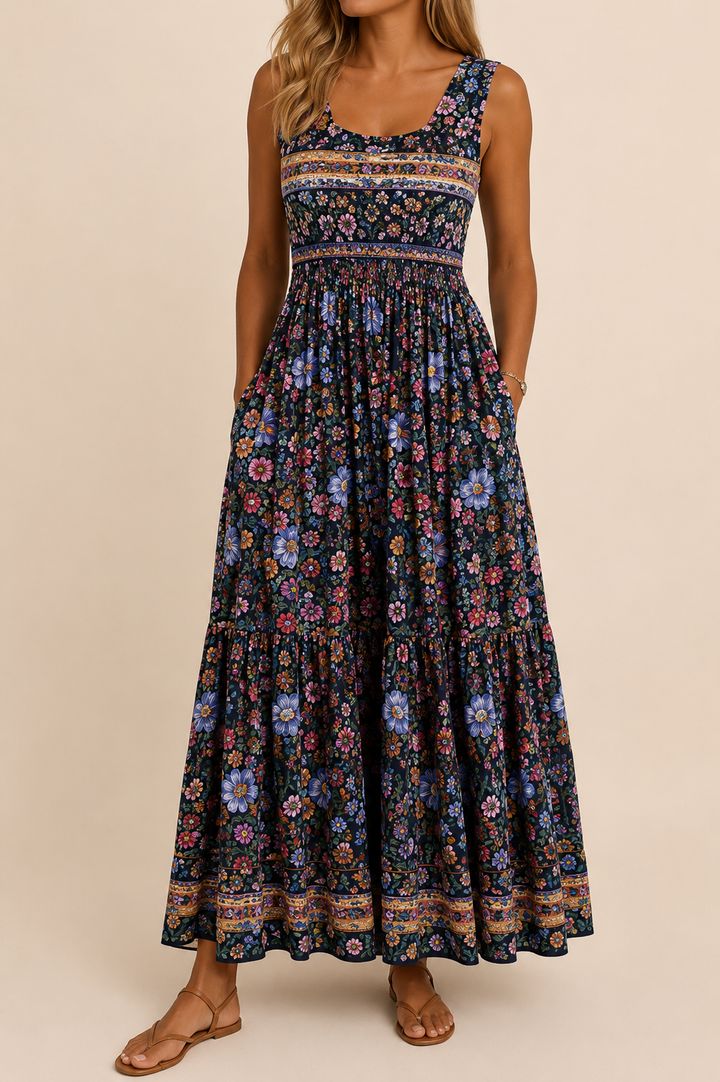 Raqual – Rochie Lungă cu Imprimeu Floral și Buzunare