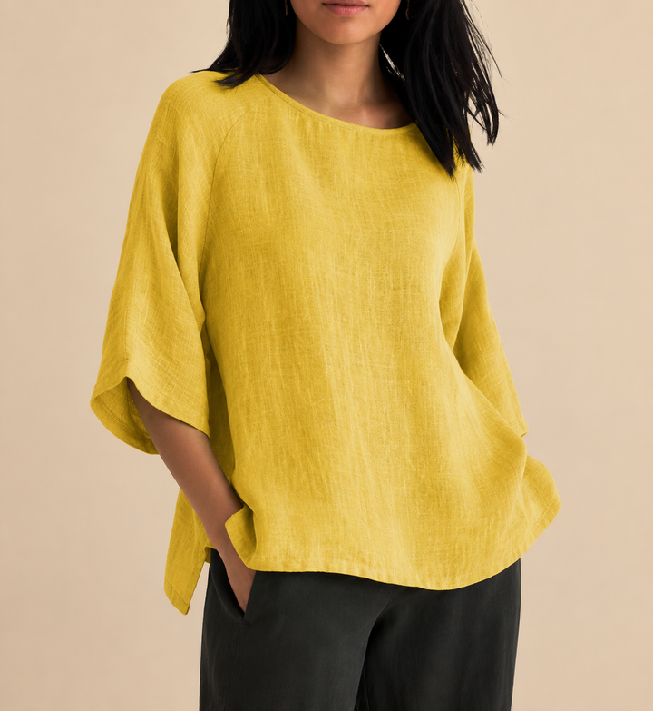 Steffi - Bluză Casual, Oversized, cu Guler Rotund