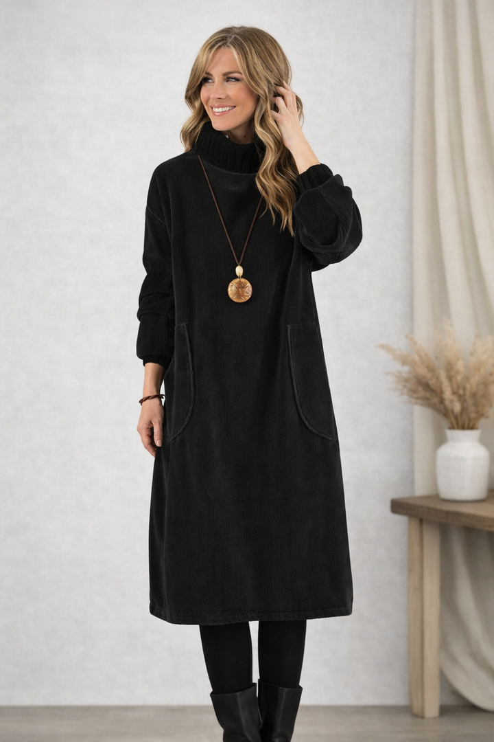 Nastasija - Rochie Midi De Iarnă Cu Buzunare