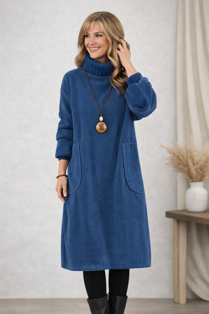 Nastasija - Rochie Midi De Iarnă Cu Buzunare