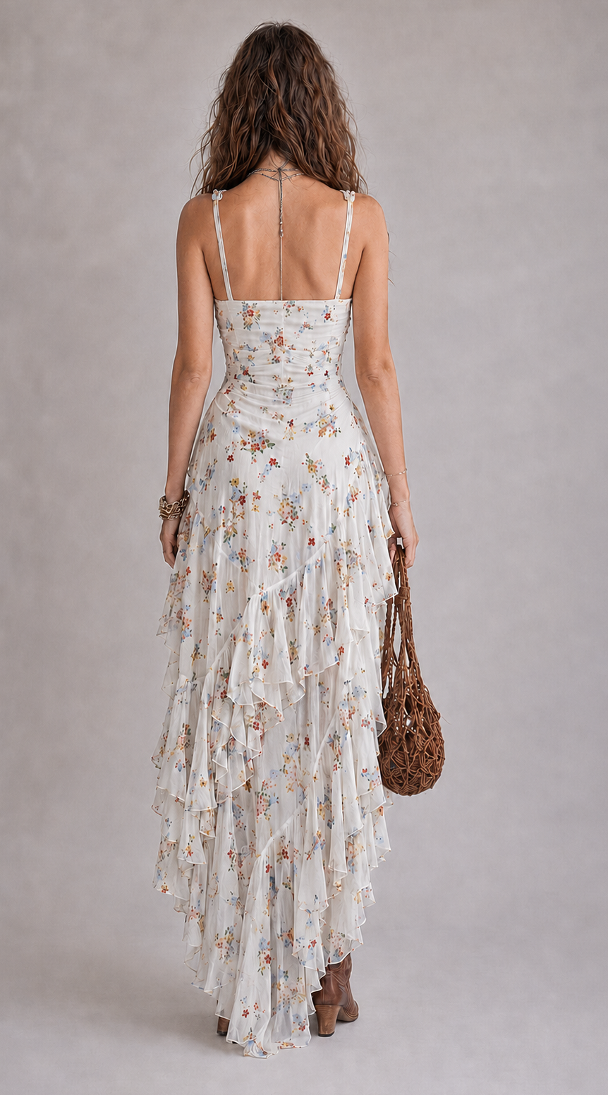 Makbule - Rochie Mini Vaporoasă Cu Imprimeu Floral