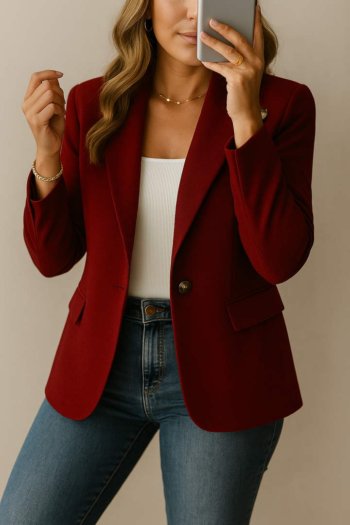 Iskra - Blazer Eleganță Cu Nasturi Si Buzunare