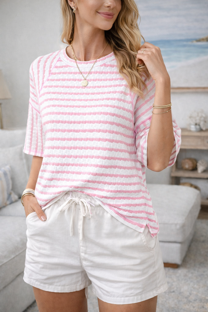 Nance - Tricou Lejer cu Dungi în Stil Coastal