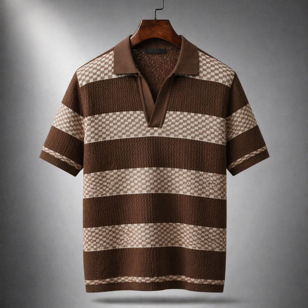Leunard - Tricou polo din tricot cu dungi