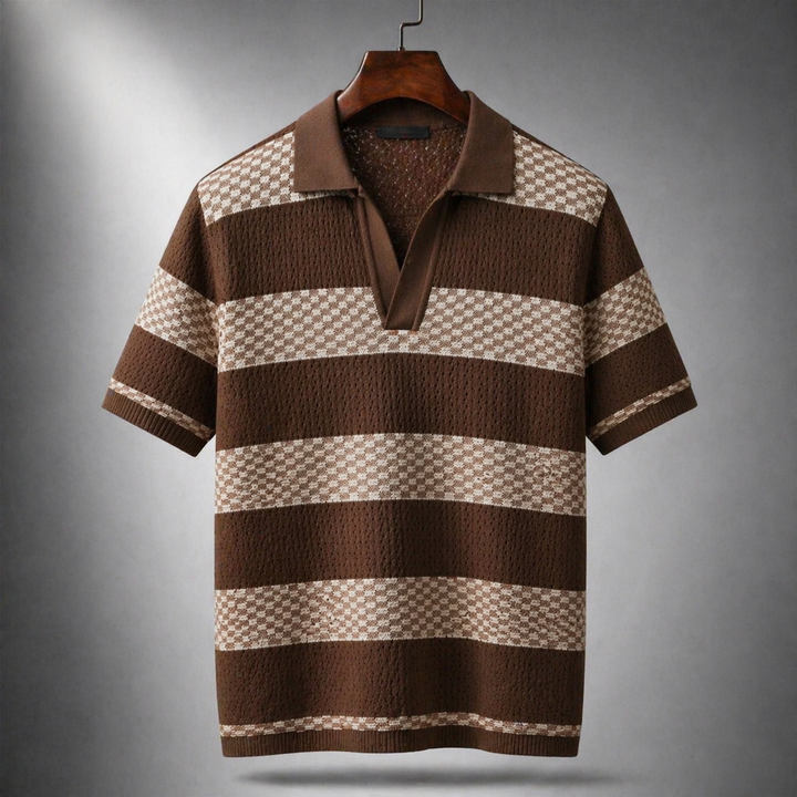 Leunard - Tricou polo din tricot cu dungi