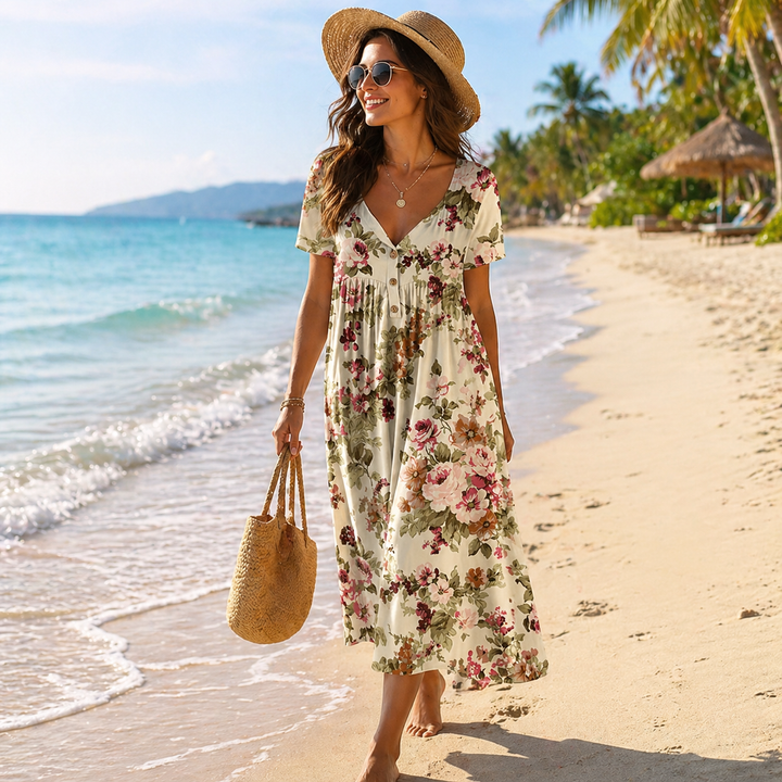 Aliyeen - Rochie Cu Imprimeu Floral Vintage