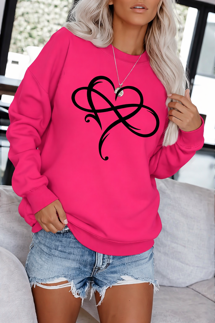Ahuva - Hanorac Elegant cu Mâneci Lungi Din Fleece cu Design în Formă de Inimă