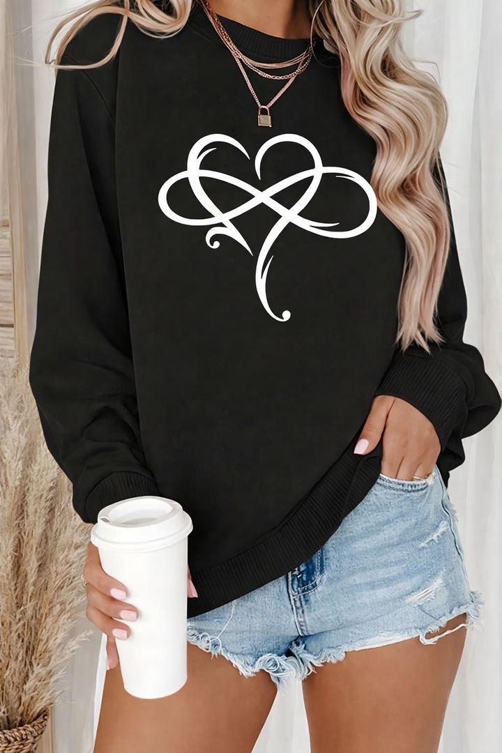 Ahuva - Hanorac Elegant cu Mâneci Lungi Din Fleece cu Design în Formă de Inimă