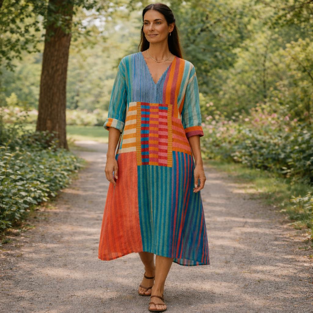 Piyasha - Rochie Elegantă cu Imprimeu Geometric