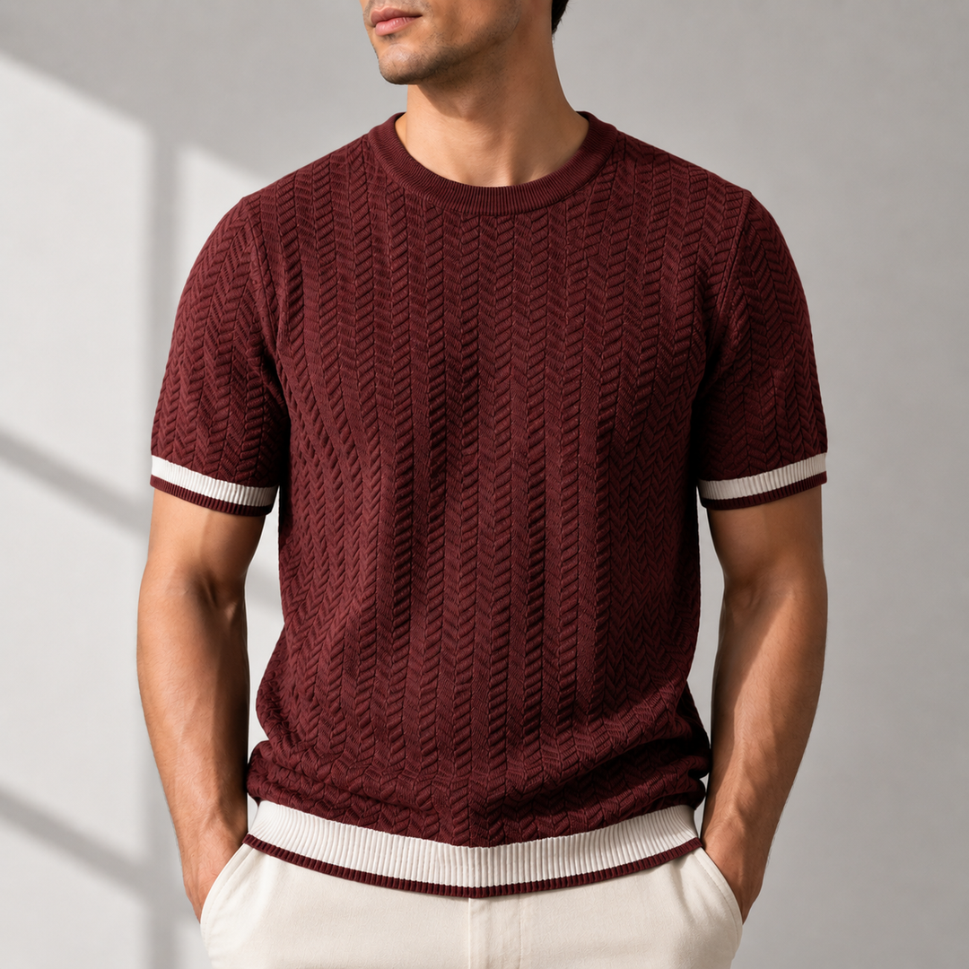 Reagan – Pulover Din Tricot cu Mâneci Scurte și Textură