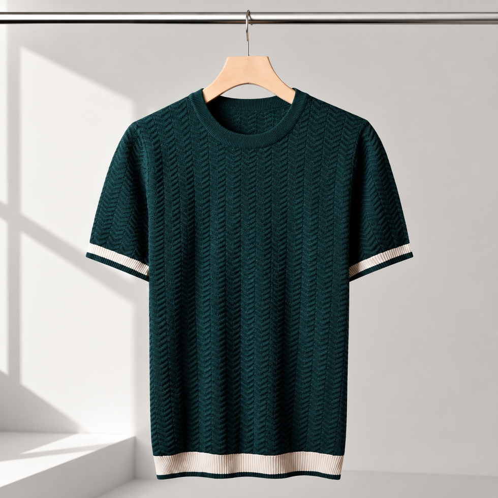 Reagan – Pulover Din Tricot cu Mâneci Scurte și Textură