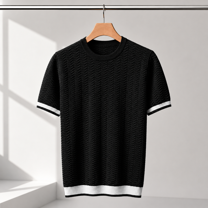 Reagan – Pulover Din Tricot cu Mâneci Scurte și Textură