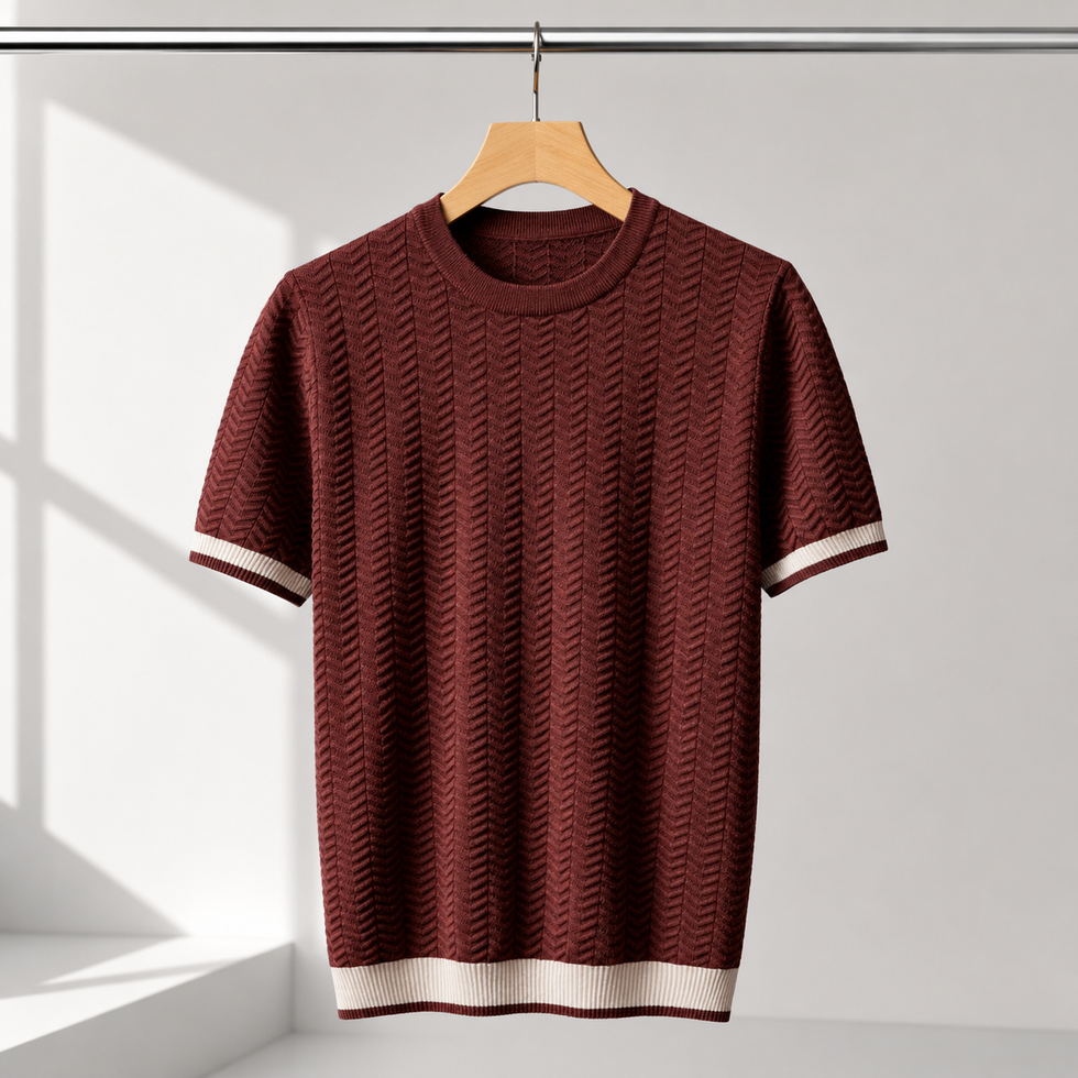 Reagan – Pulover Din Tricot cu Mâneci Scurte și Textură