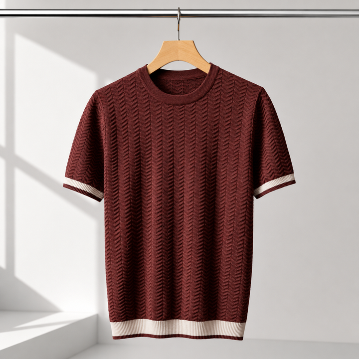 Reagan – Pulover Din Tricot cu Mâneci Scurte și Textură