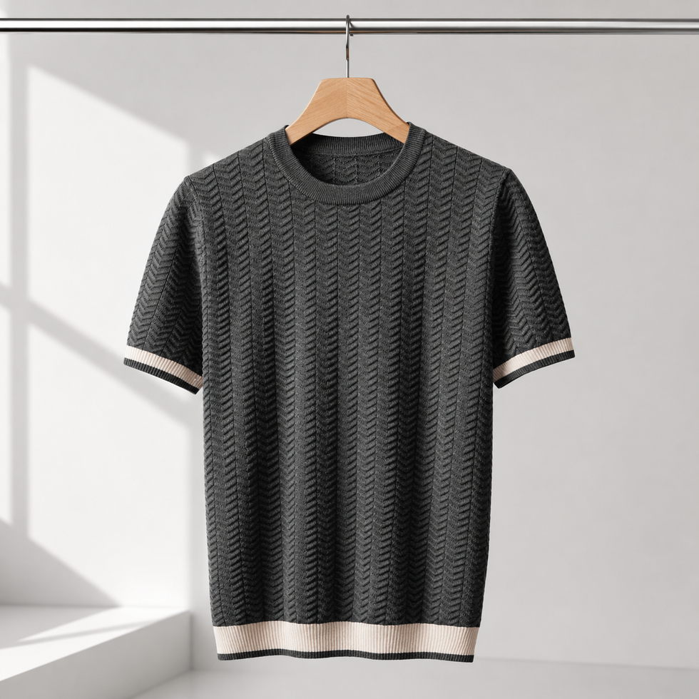 Reagan – Pulover Din Tricot cu Mâneci Scurte și Textură