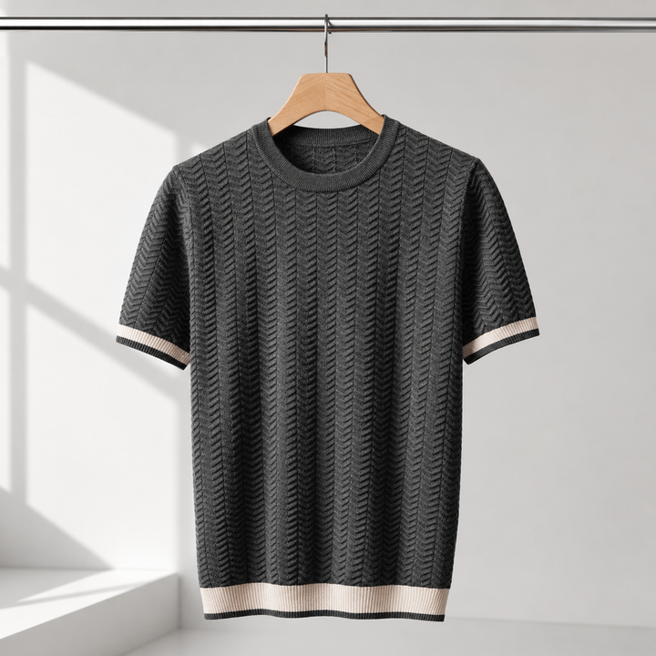 Reagan – Pulover Din Tricot cu Mâneci Scurte și Textură