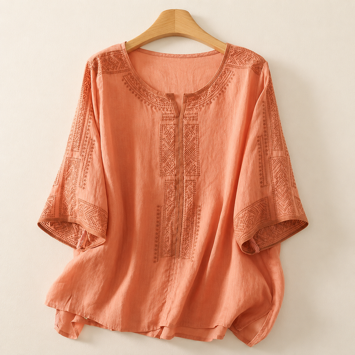 Zaanfi - Bluză Din in Brodată