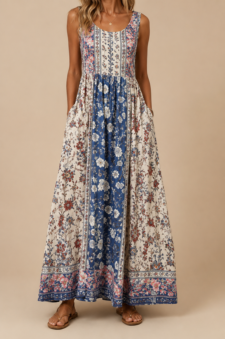 Raqual – Rochie Lungă cu Imprimeu Floral și Buzunare