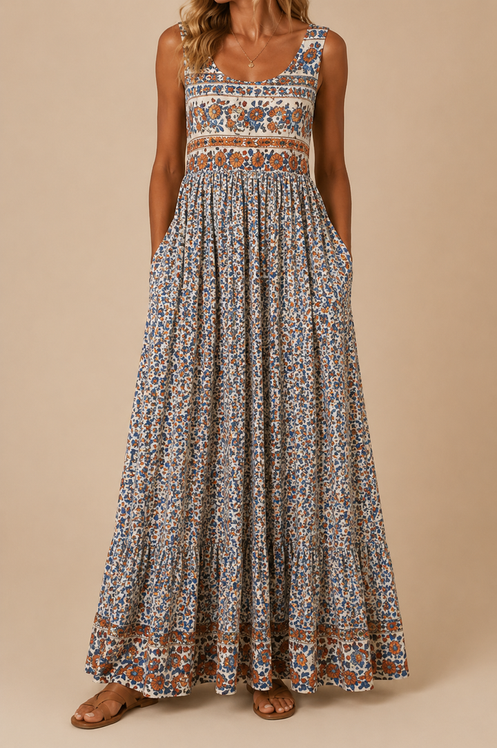 Raqual – Rochie Lungă cu Imprimeu Floral și Buzunare