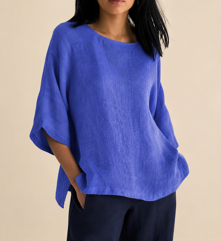 Steffi - Bluză Casual, Oversized, cu Guler Rotund